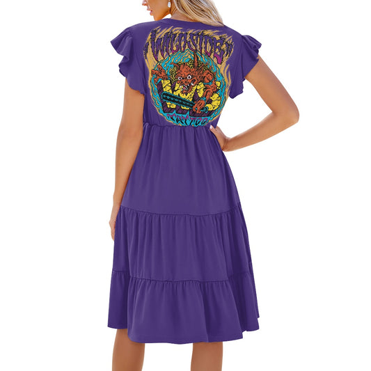 ONI Women's V-neck pocket waist patchwork dress