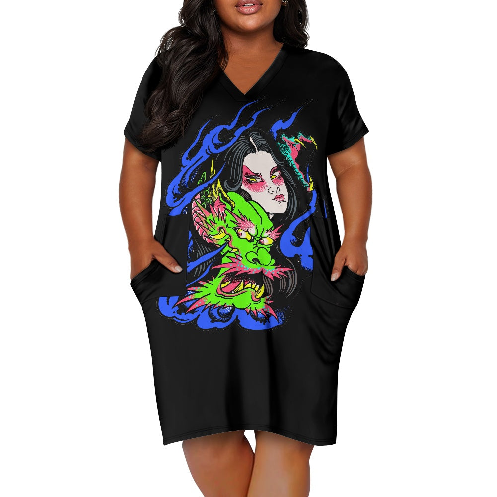 Dragon Lady Women's Short Sleeve Plus Size Dress