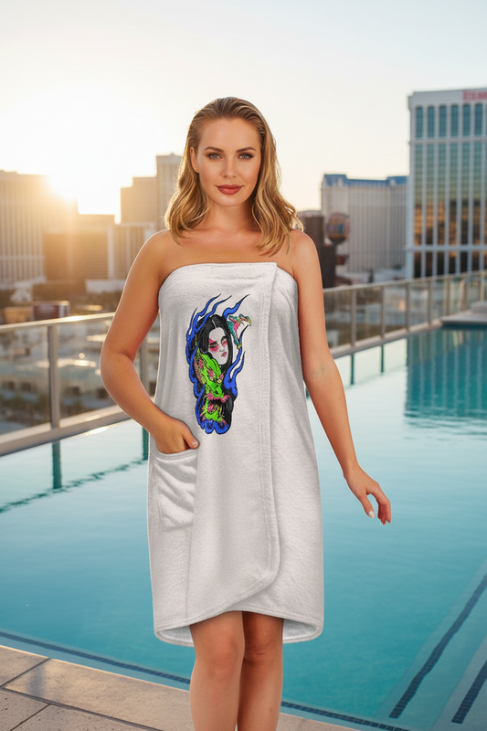 Dragon Lady Women's Velcro Bath Towel with Pocket