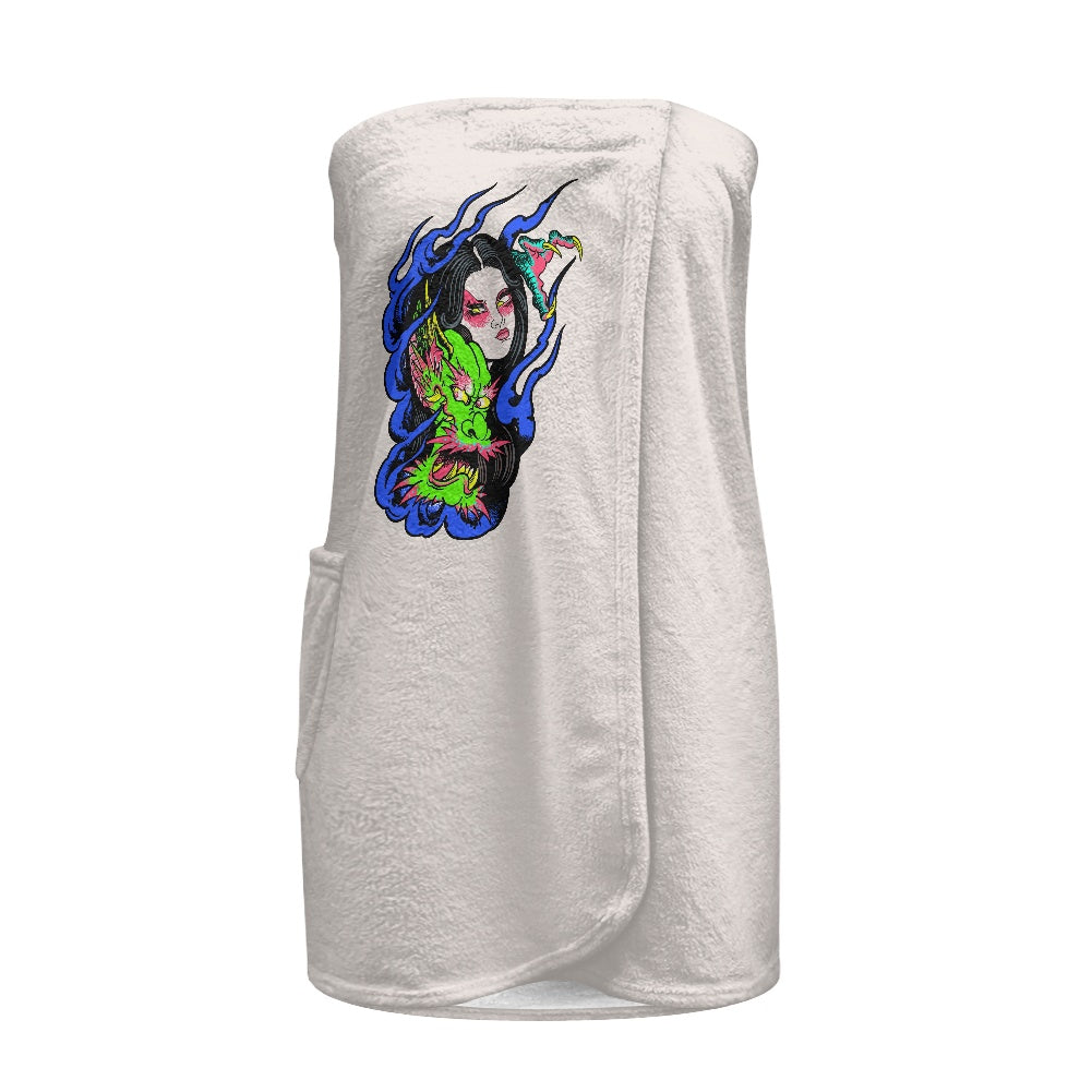 Dragon Lady Women's Velcro Bath Towel with Pocket