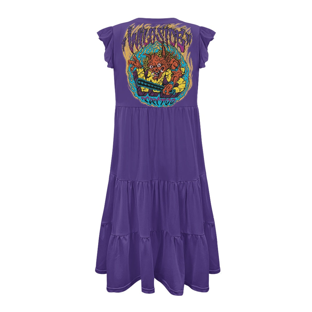 ONI Women's V-neck pocket waist patchwork dress