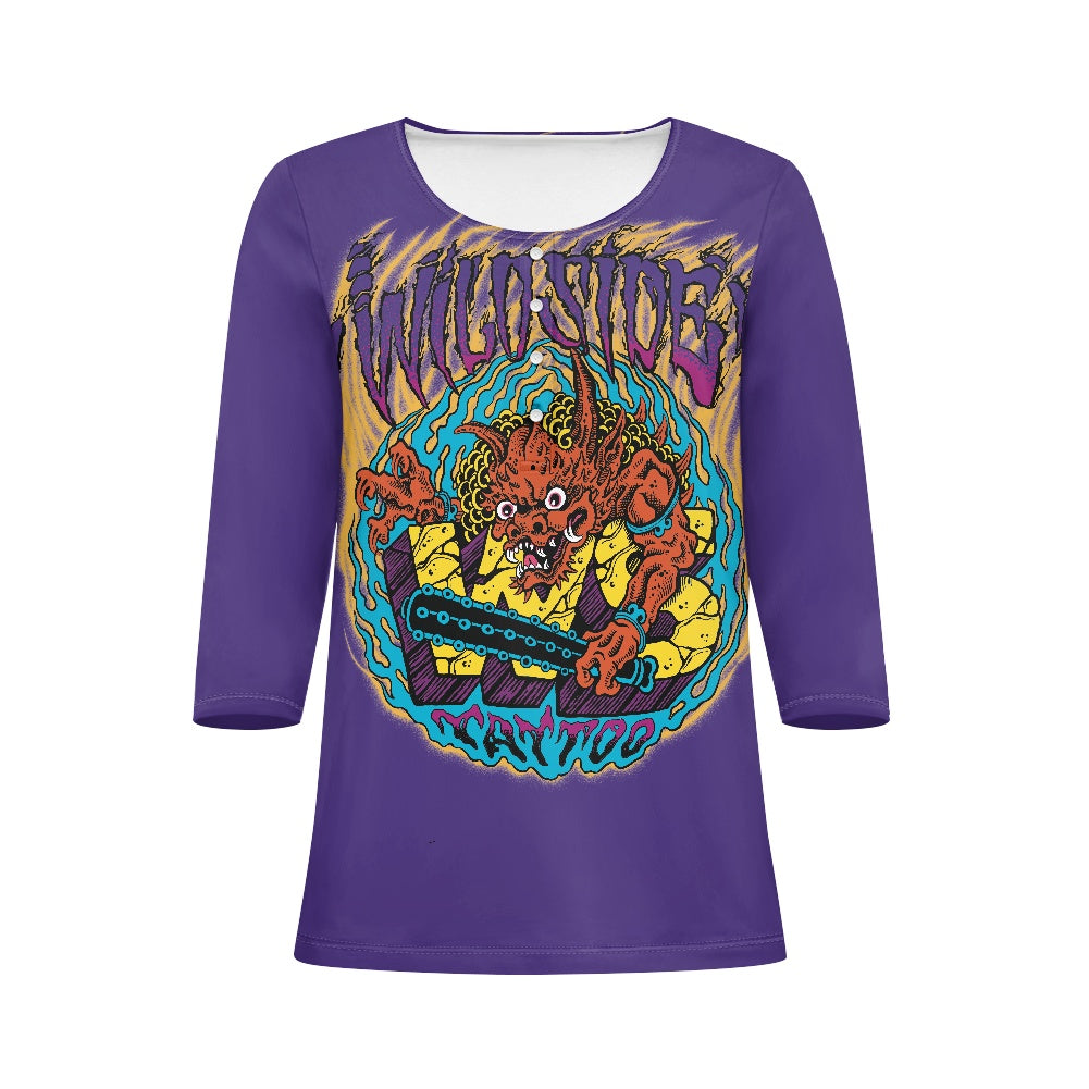 ONI Women's three quarter sleeve top(with buttons)