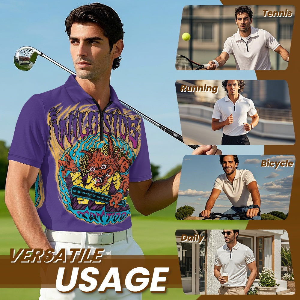 ONI Short Sleeve Zip-Up Polo Shirt