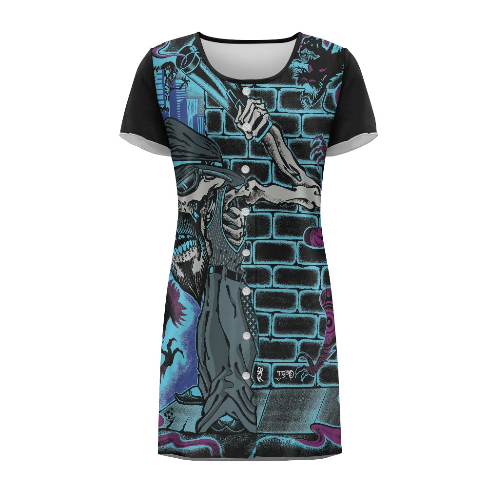 The Last Cholo Short-sleeved round-neck button nightdress