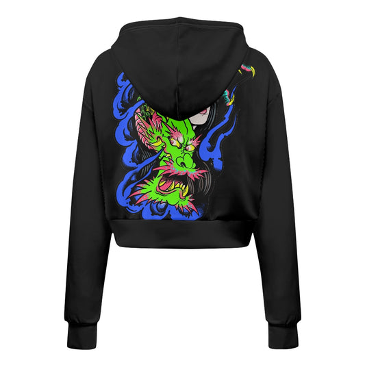 Dragon Lady Women's long sleeve short hooded sweatshirt