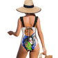 Dragon Lady Women's Ruffled Lace Up One-Piece Swimsuit